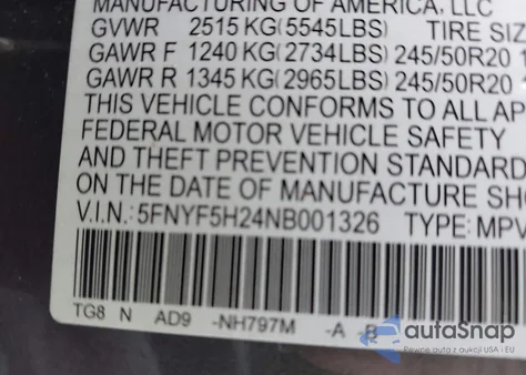 2022 Honda Pilot 2Wd Special Edition from USA, damaged, VIN 5FNYF5H24NB001326